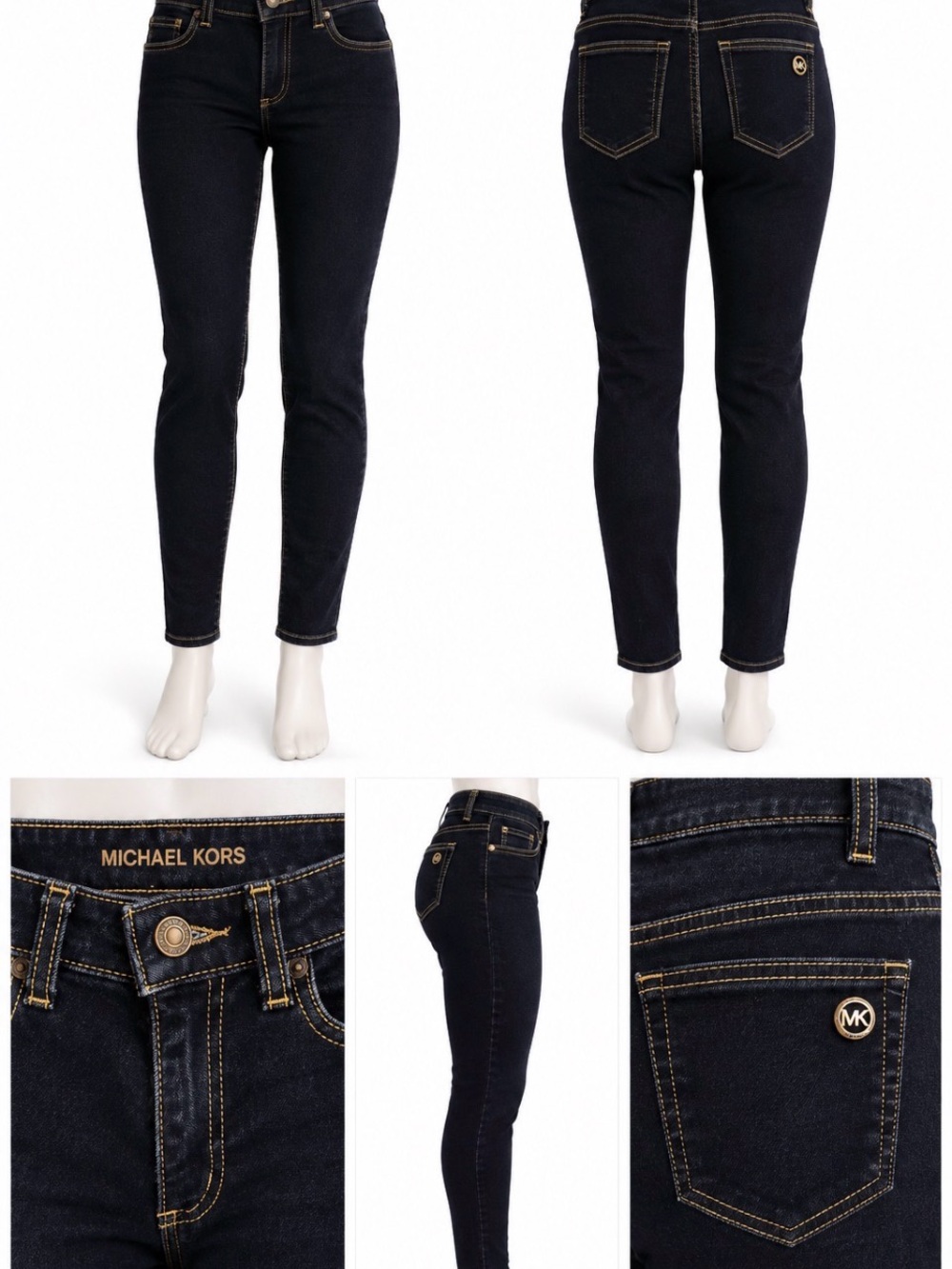 Michael Kors Dark Blue Skinny High-Rise Stretch Jeans 4